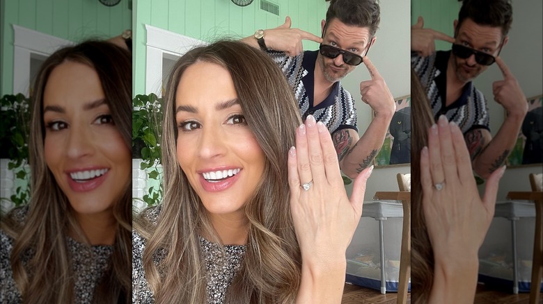 Michael Graziadei and Lauren Carey posing for their engagement