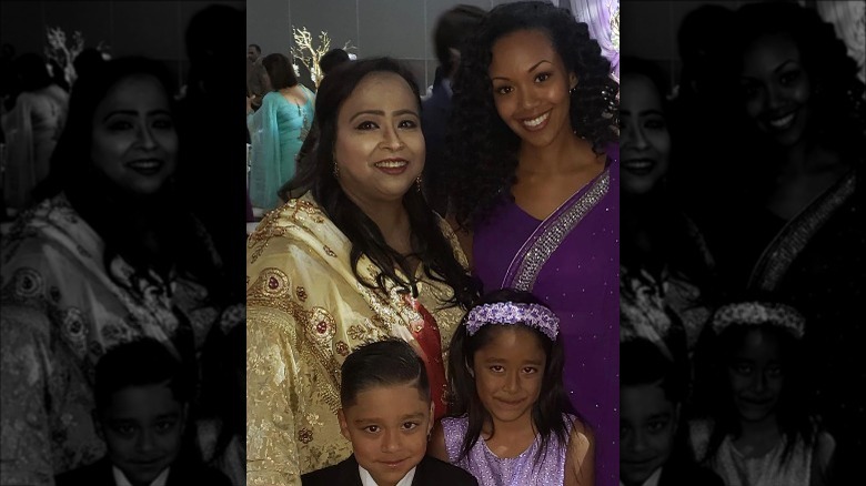 Mishael Morgan with her sister-in-law, niece, and nephew