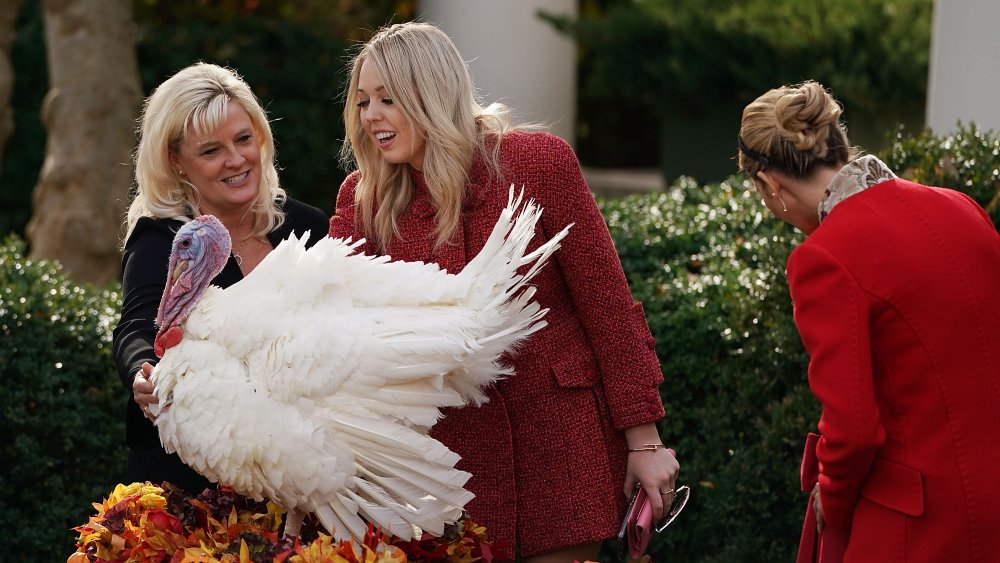 Tiffany and Ivanka Trump with a turkey