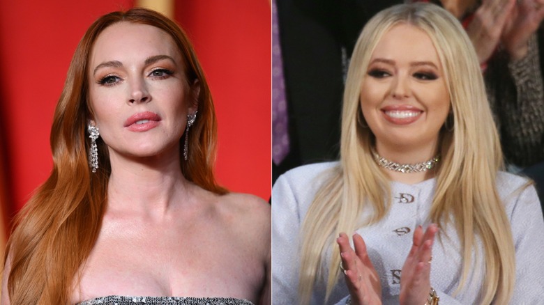 Lindsay Lohan smiling & Tiffany Trump smiling