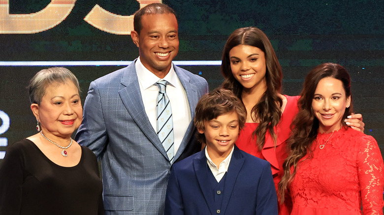 Tiger Woods with his family