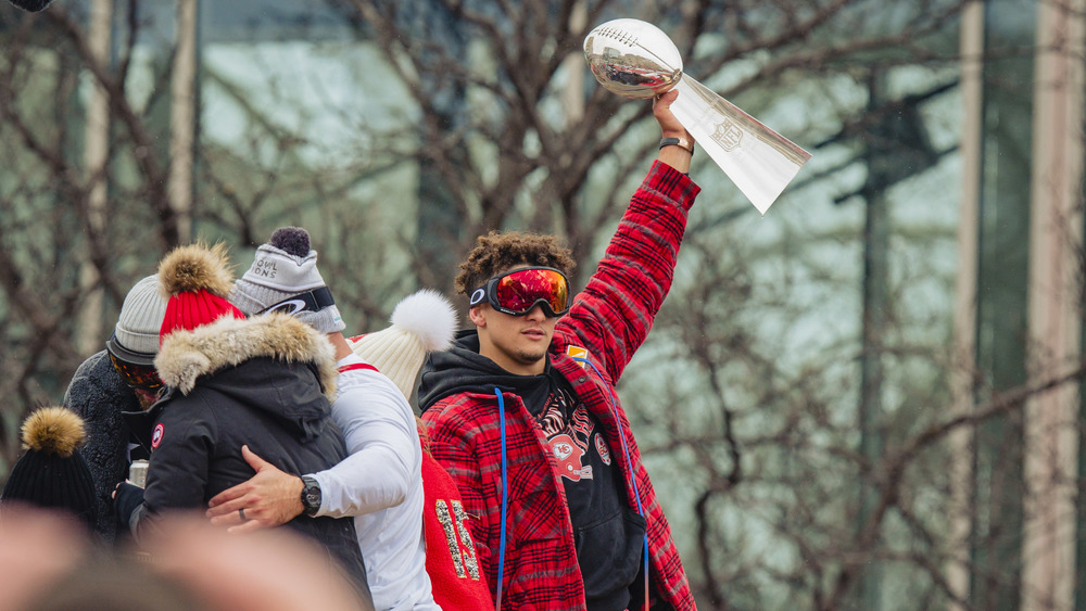 Patrick Mahomes with Lombardi Trophy