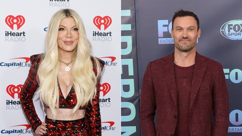 Tori Spelling and Brian Austin Green smiling