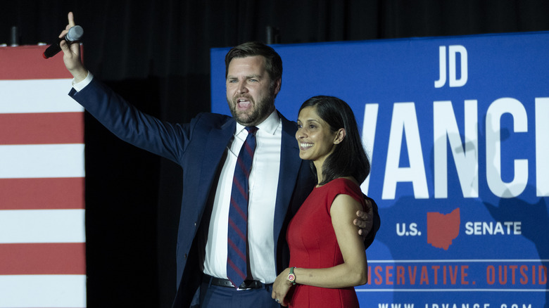 J.D. and Usha Vance onstage