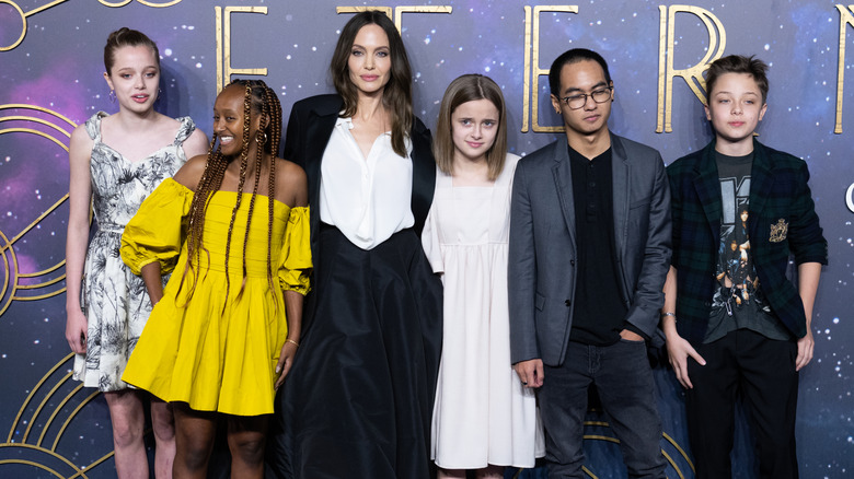 Angelina Jolie and her children at The Eternals premiere