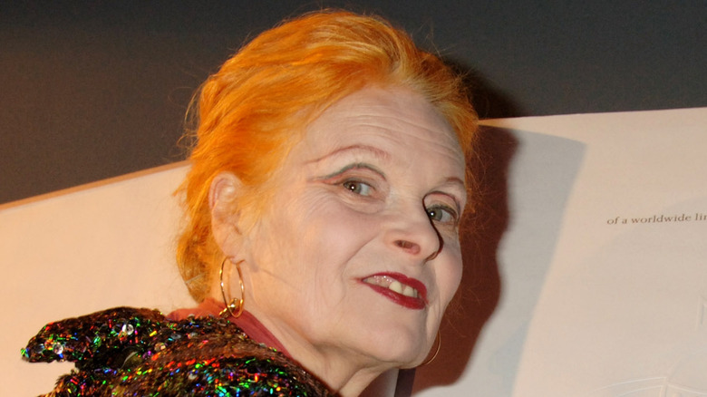 Vivienne Westwood shows off button