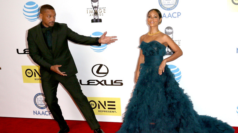 Will Smith gesturing to Jada