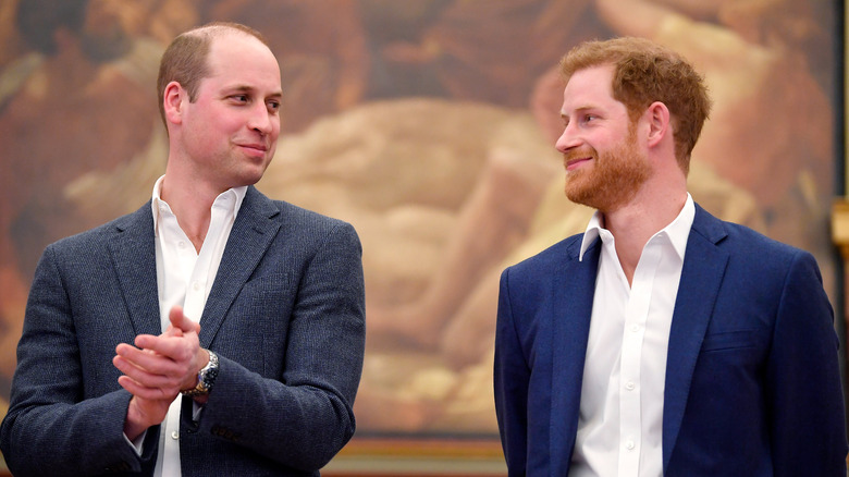 Princes William and Harry at an event. 