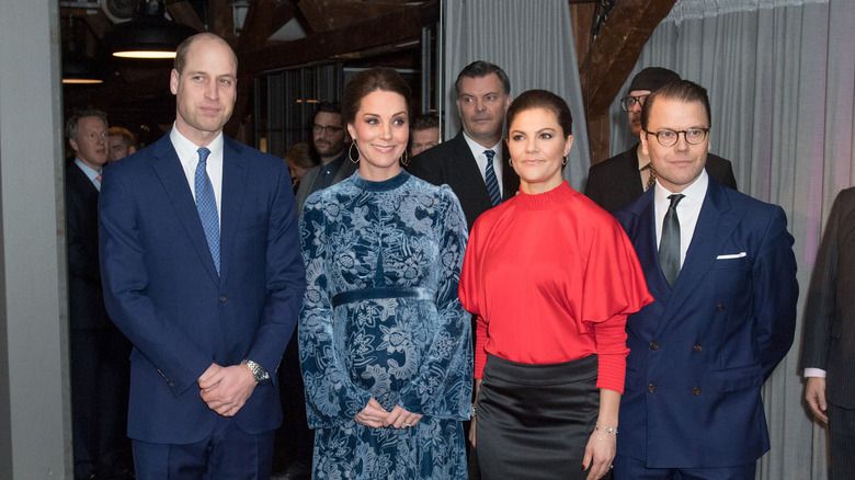 Kate Middleton, Prince William, Princess Victoria, and Prince Daniel at Swedish event reception
