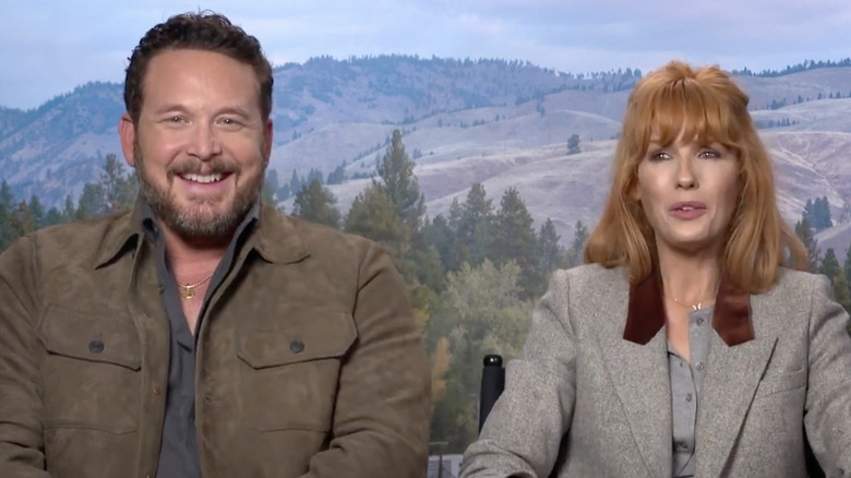 Cole Hauser and Kelly Reilly doing an interview together