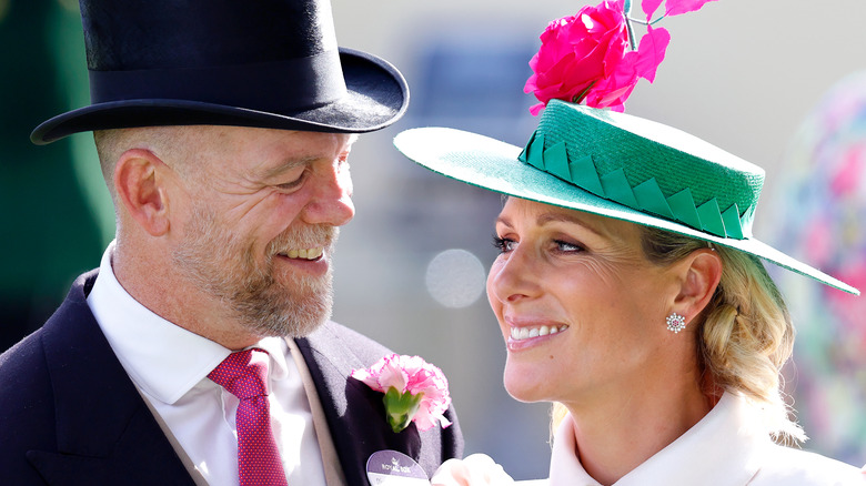 Mike and Zara Tindall smiling at each other