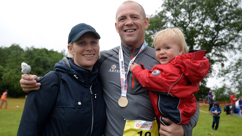 Mike and Zara Tindall pictured with their daughter