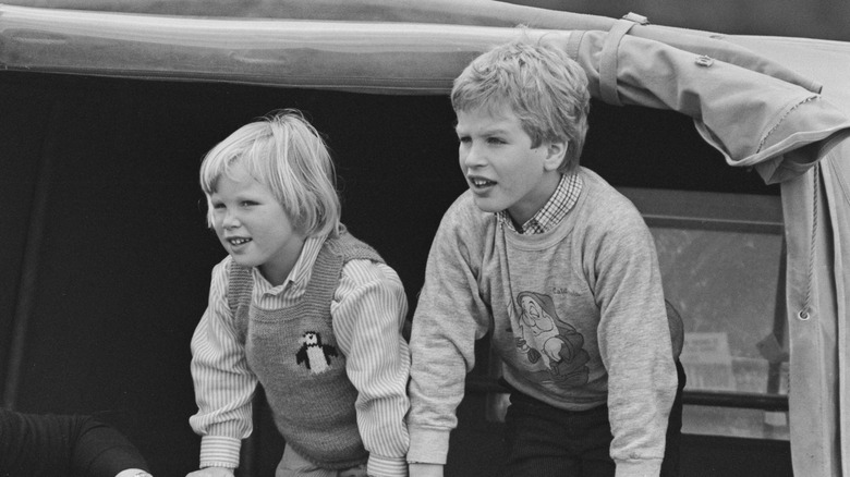 Young Zara Tindall and Peter Phillips