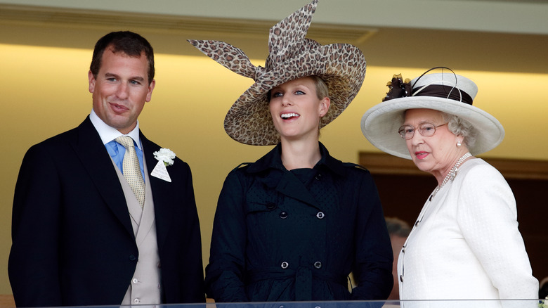 Peter Phillips, Zara Tindall, and Queen Elizabeth II