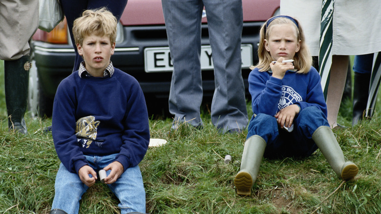 Young Peter Phillips and Zara Tindall