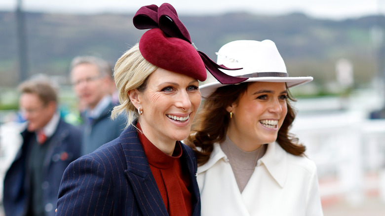 Zara Tindall and Princess Eugenie smiling