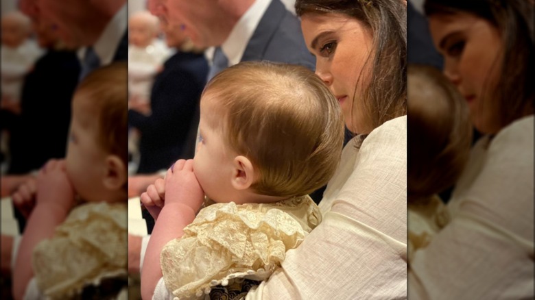 Princess Eugenie holding her baby