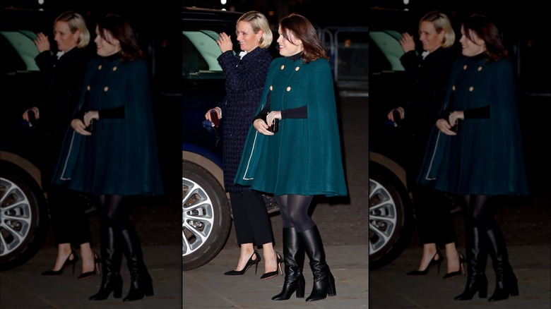 Zara Tindall and Princess Eugenie walking