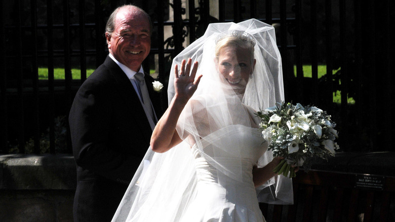 Zara Tindall on her wedding day with Captain Mark Phillips