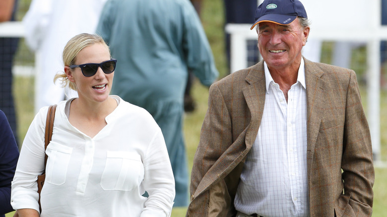 Zara Tindall and Captain Mark Phillips talking 