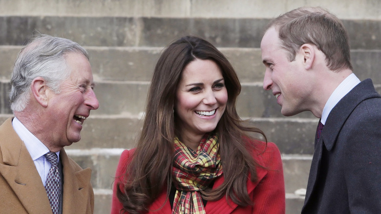 Prince Charles, Kate Middleton and Prince William share a laugh