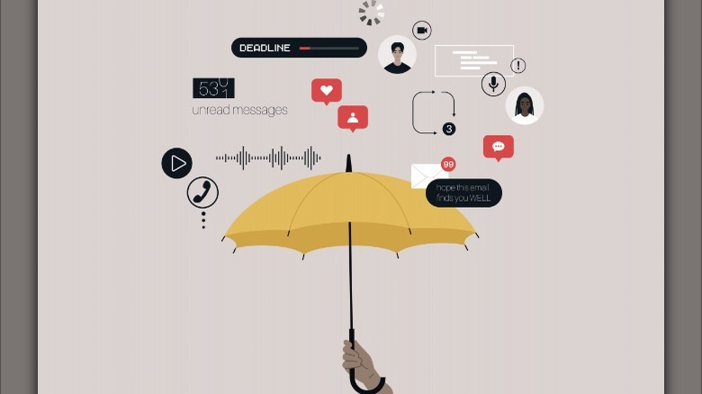 graphic of umbrella blocking notifications