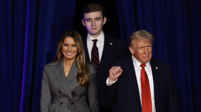 Melania, Barron, and Donald Trump