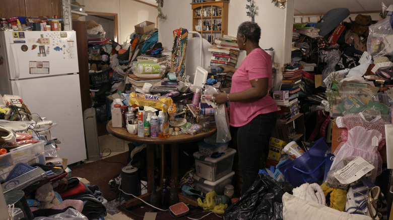 A messy home featured on Hoarders