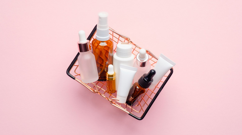 Shopping basket with skincare items