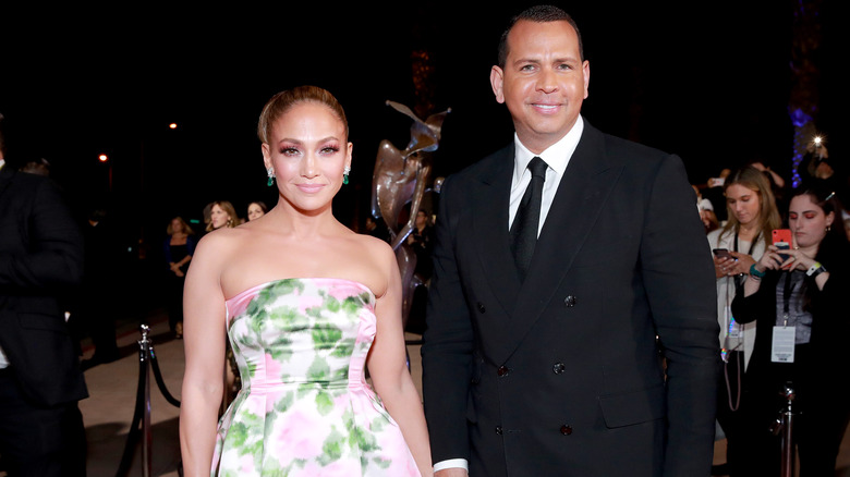 Jennifer Lopez and Alex Rodriguez on the red carpet.