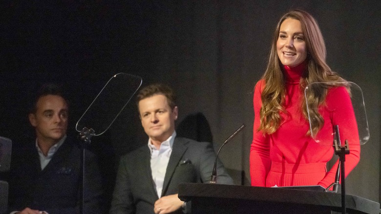 Duchess of Cambridge makes a keynote speech to launch the "Taking Action on Addiction" campaign at BAFTA on October 19, 2021 in London, England