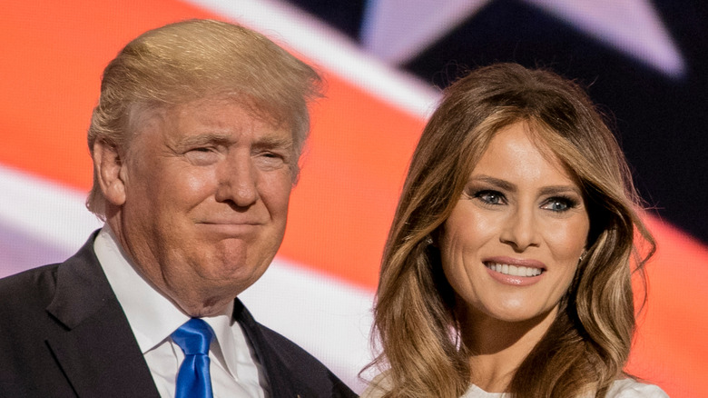 Donald and Melania Trump pose together