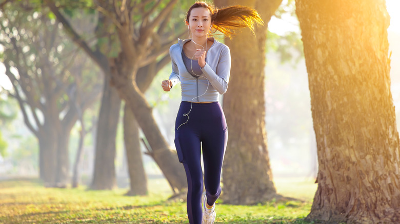 Woman running in the park