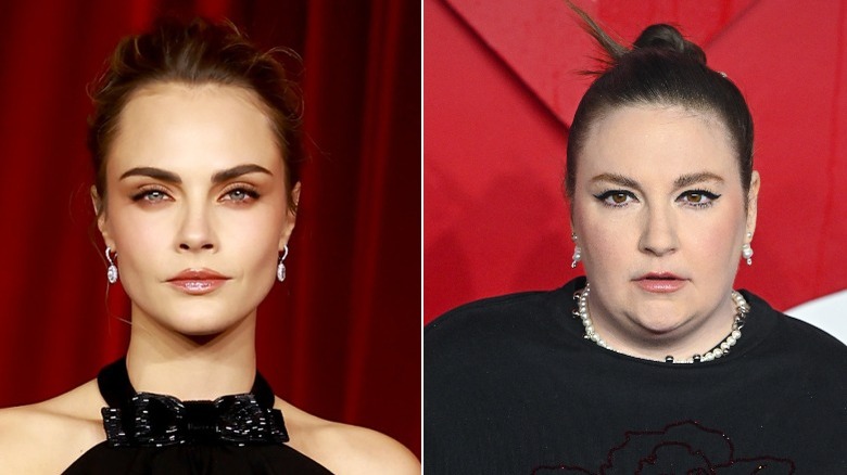 A split image of Lena Dunham and Cara Delevingne