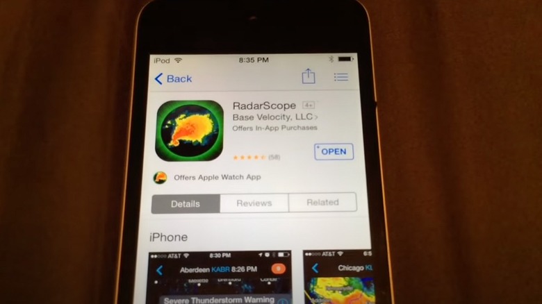 RadarScope App open on screen 