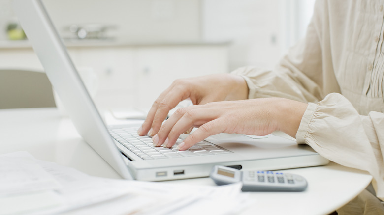 woman using laptop