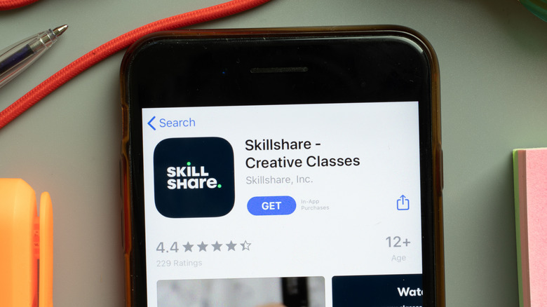 Skillshare app page on phone