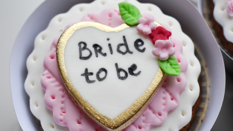 bride to be cookie with flowers