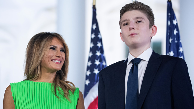 Melania Trump and Barron Trump at event