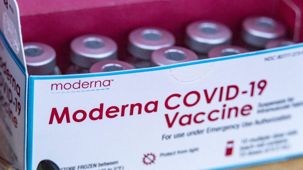 Vials of Moderna Covid-19 vaccine