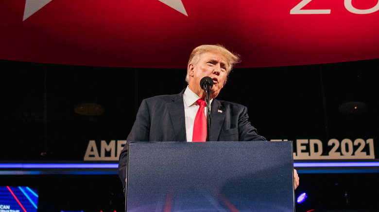 Wide shot, Donald Trump at CPAC in Texas