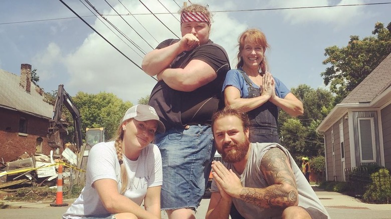 Mina, Tad, and their mom Karen with the "Good Bones" crew