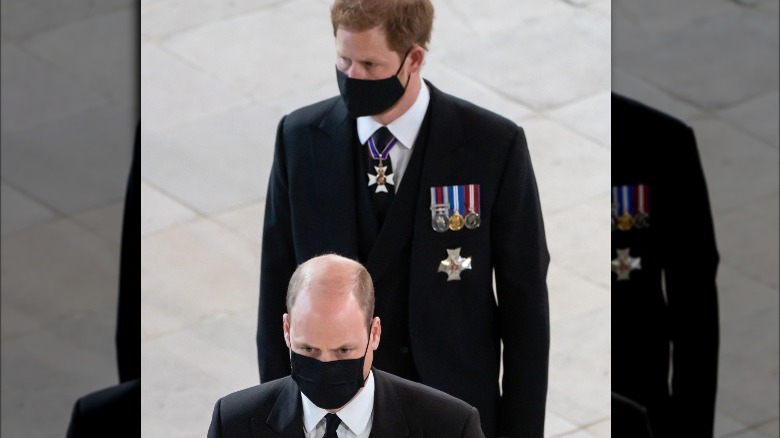 Prince William and Harry wears face masks at Prince Philip's funeral
