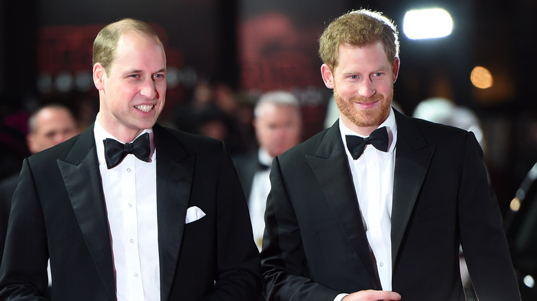 Prince William and Prince Harry wearing tuxedos