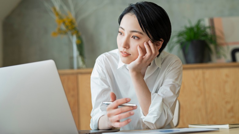 woman worrying about work