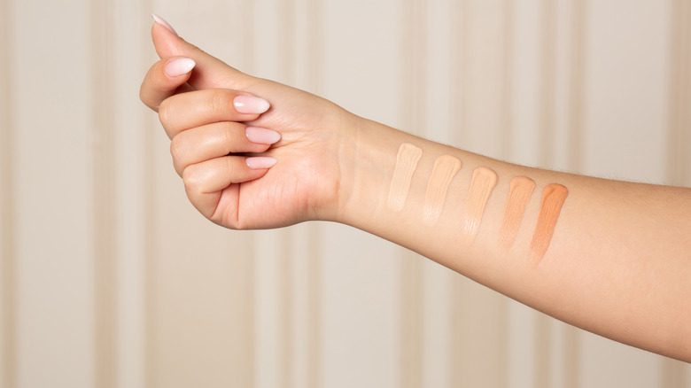 makeup swatch on an arm