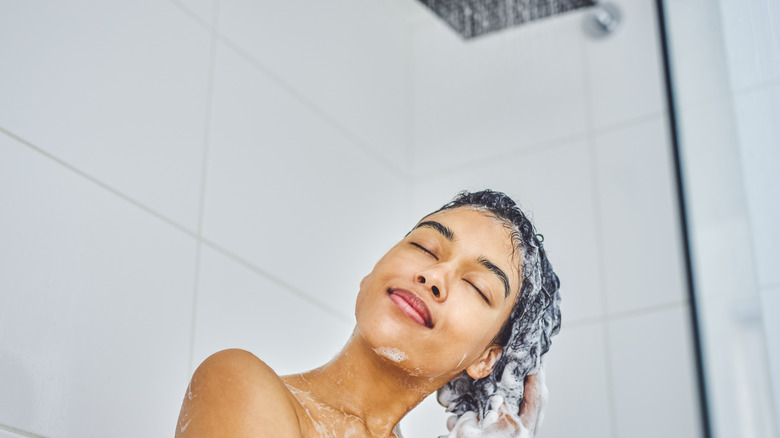 Woman washing hair