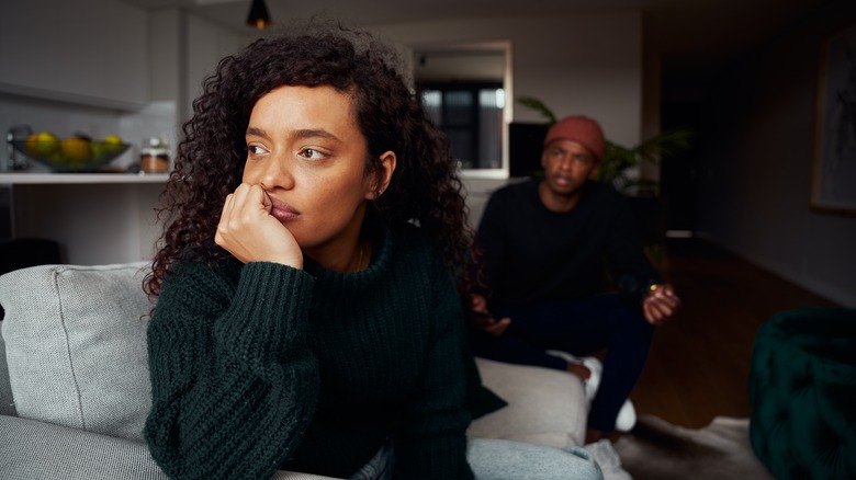 Black couple having a disagreement