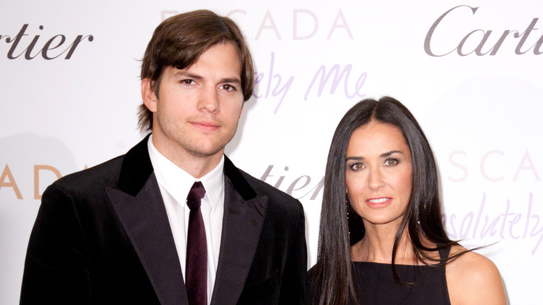 Ashton Kutcher and Demi Moore on the red carpet.