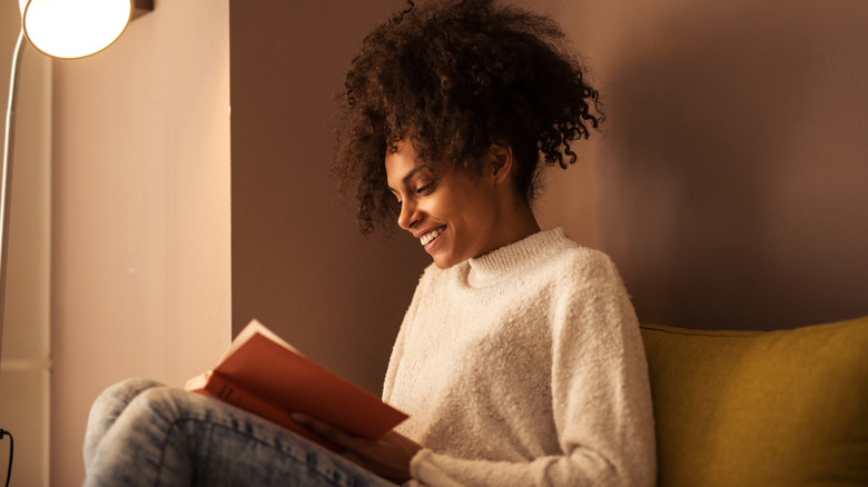 woman reading a book